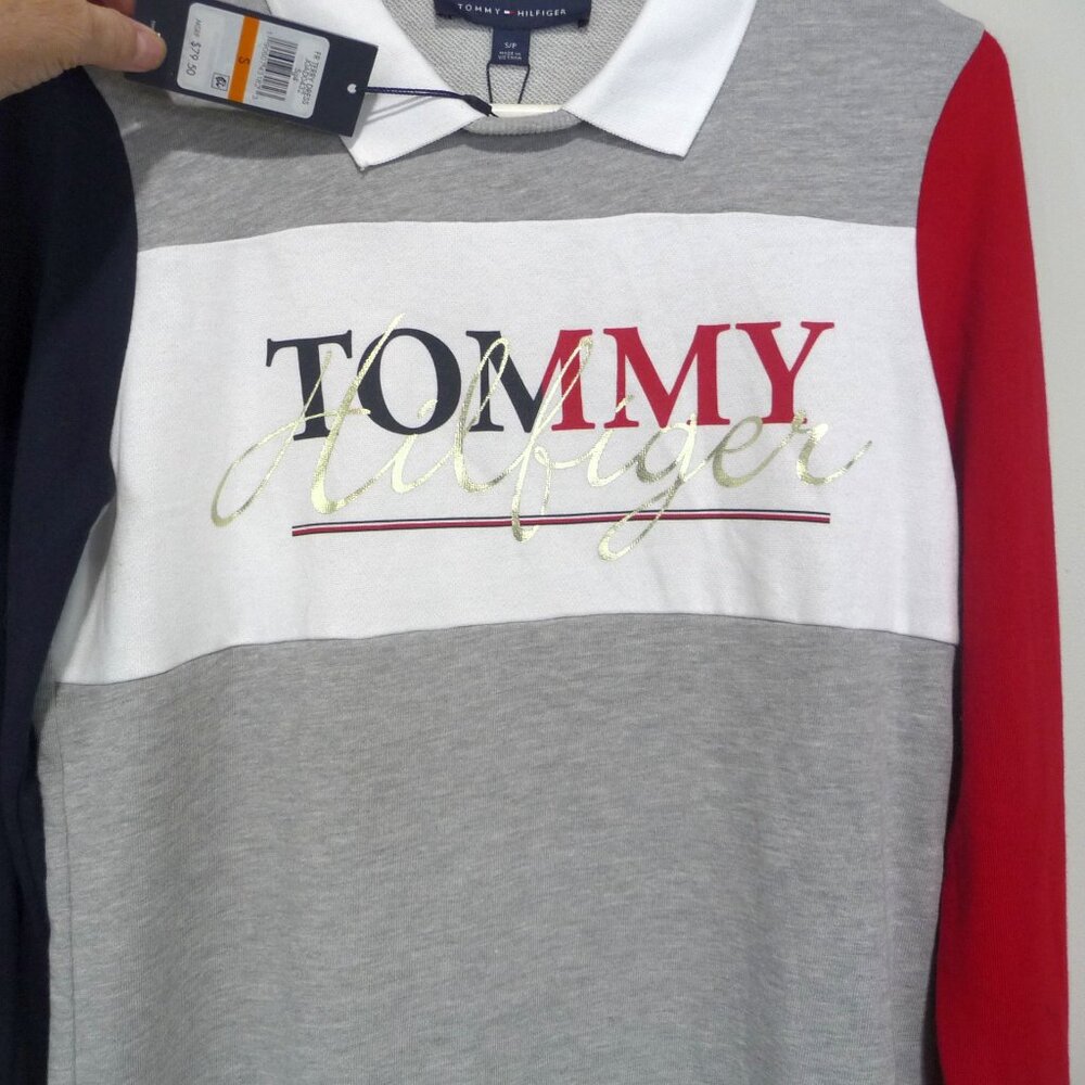 TOMMY HILFIGER COLOR BLOCK SWEATSHIRT DRESS SMALL - Picture 5 of 8